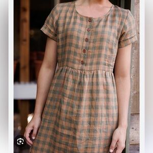 Pyne & Smith - No.11 Classic Button Up Linen Dress in Kenton Check - XL